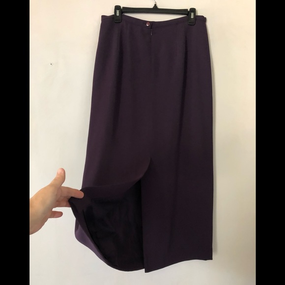 TA Travis Ayers maxi skirt size 12 pencil skirt lightweight lined eggplant tone - Picture 2 of 10